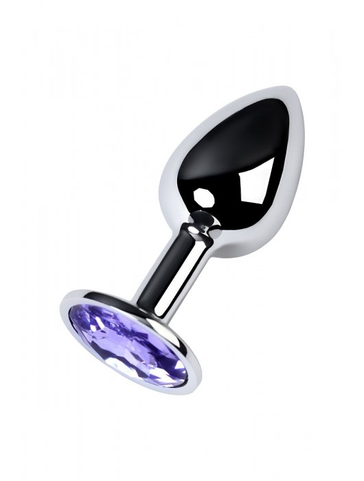 Серебристая конусовидная анальная пробка с фиолетовым кристаллом - 7 см. - ToyFa - купить с доставкой в Оренбурге