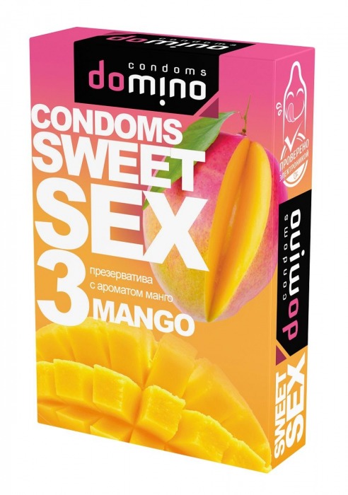 Презервативы для орального секса DOMINO Sweet Sex с ароматом манго - 3 шт. - Domino - купить с доставкой в Оренбурге