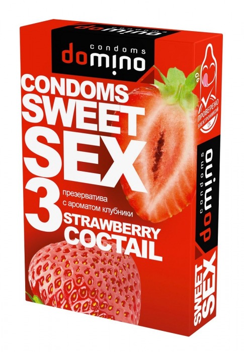 Презервативы для орального секса DOMINO Sweet Sex с ароматом клубничного коктейля  - 3 шт. - Domino - купить с доставкой в Оренбурге