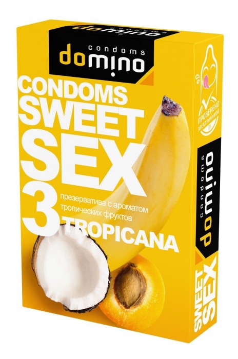 Презервативы для орального секса DOMINO Sweet Sex с ароматом тропических фруктов - 3 шт. - Domino - купить с доставкой в Оренбурге