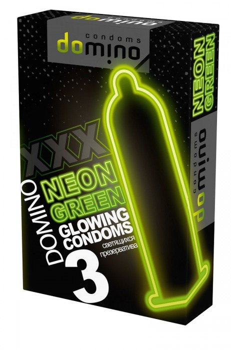 Презервативы DOMINO Neon Green со светящимся в темноте кончиком - 3 шт. - Domino - купить с доставкой в Оренбурге