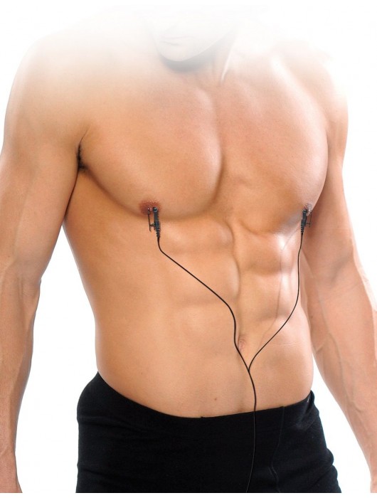 Черные электрические зажимы для сосков Shock Therapy Nipple Clamps - Pipedream - купить с доставкой в Оренбурге