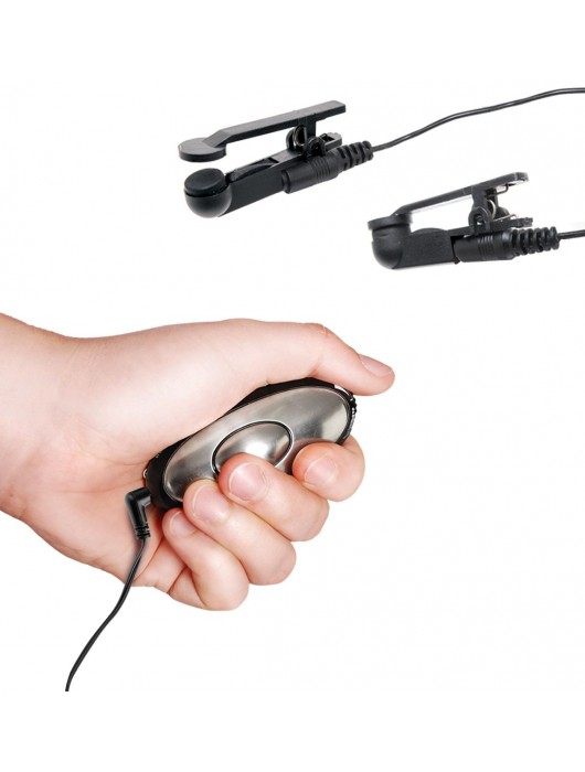 Черные электрические зажимы для сосков Shock Therapy Nipple Clamps - Pipedream - купить с доставкой в Оренбурге