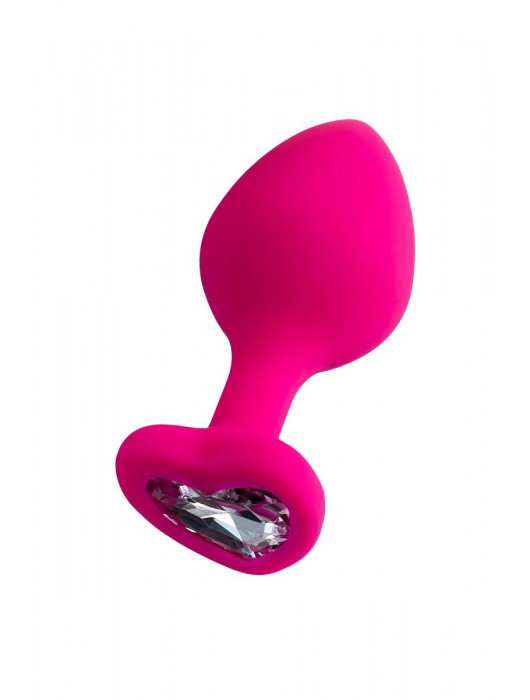 Розовая анальная втулка Diamond Heart с прозрачным кристаллом - 8 см. - ToyFa - купить с доставкой в Оренбурге