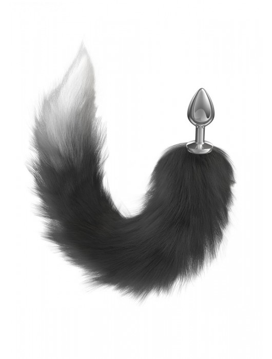 Серебристая анальная пробка с черным хвостом Galaxy - Lola Games - купить с доставкой в Оренбурге