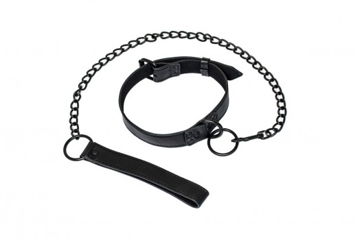 Черный ошейник Sin с поводком - Lola Games - купить с доставкой в Оренбурге