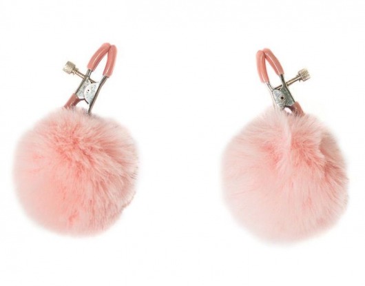 Зажимы на соски Angelic с розовыми меховыми шариками - Lola Games - купить с доставкой в Оренбурге