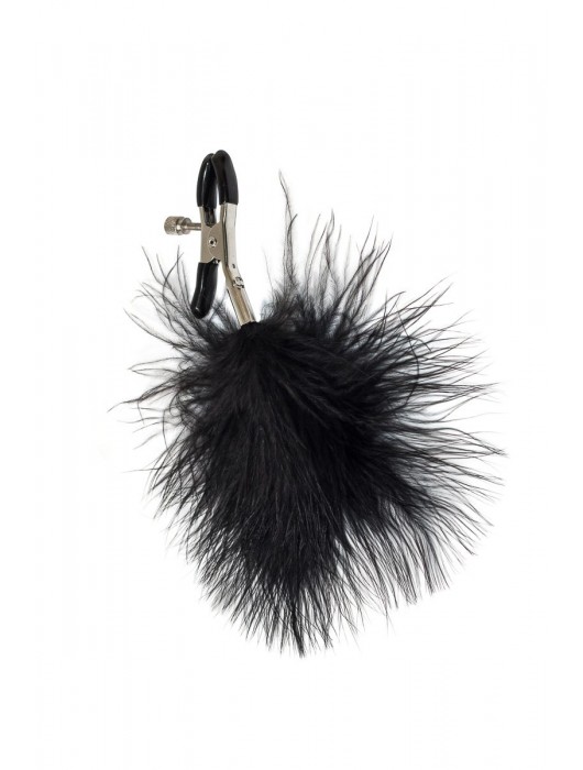 Зажимы на соски с черным пухом Euphoric - Lola Games - купить с доставкой в Оренбурге