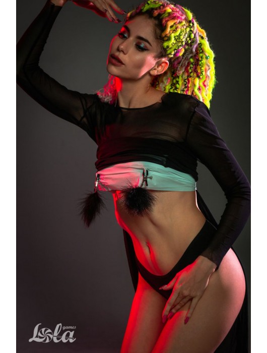 Зажимы на соски с черным пухом Euphoric - Lola Games - купить с доставкой в Оренбурге