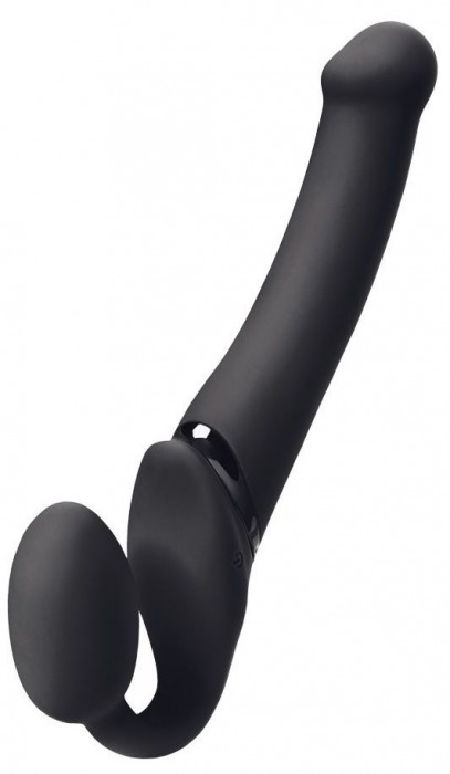 Черный безремневой вибрострапон Silicone Bendable Strap-On M - Strap-on-me - купить с доставкой в Оренбурге