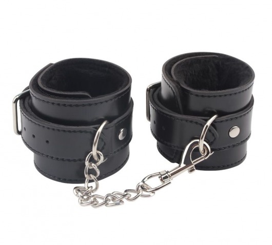 Черные оковы на ноги Obey Me Leather Ankle Cuffs - Chisa - купить с доставкой в Оренбурге