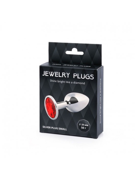 Серебристая анальная пробка с красным стразом - 7,2 см. - Anal Jewelry Plug - купить с доставкой в Оренбурге