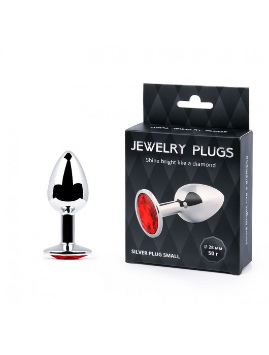 Серебристая анальная пробка с красным стразом - 7,2 см. - Anal Jewelry Plug - купить с доставкой в Оренбурге