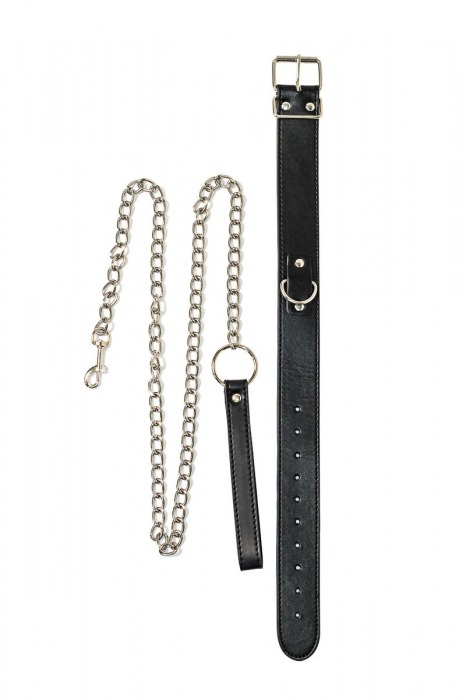 Черный ошейник с поводком Wild - Lola Games - купить с доставкой в Оренбурге