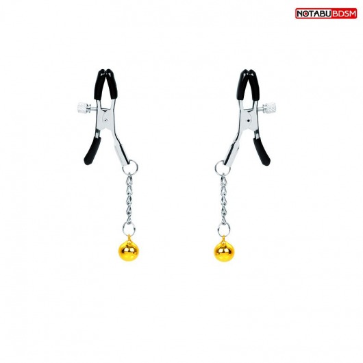 Оригинальные зажимы на соски с желтыми шариками - Notabu - купить с доставкой в Оренбурге