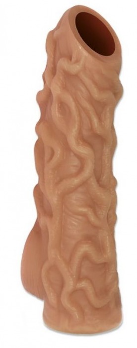 Телесная насадка с венками и открытой головкой Nude Sleeve L - 14 см. - KOKOS - в Оренбурге купить с доставкой