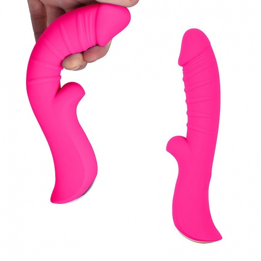 Ярко-розовый вибромассажер 5  Silicone Wild Passion - 19,1 см. - Erokay