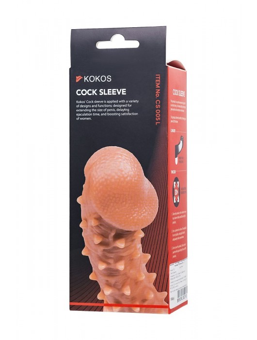 Телесная закрытая насадка с пупырышками Cock Sleeve Size L - 17,6 см. - KOKOS - в Оренбурге купить с доставкой