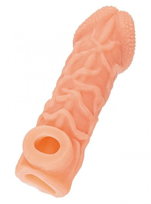 Телесная закрытая насадка с венками Cock Sleeve Size M - 15,6 см. - KOKOS - в Оренбурге купить с доставкой