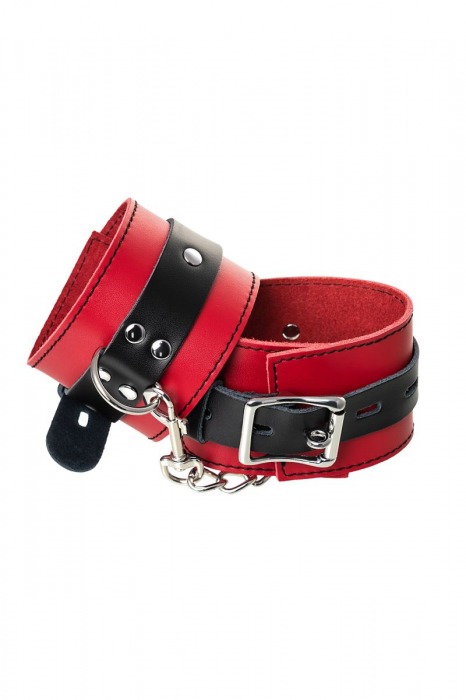 Красно-черные оковы на ноги из кожи - ToyFa - купить с доставкой в Оренбурге
