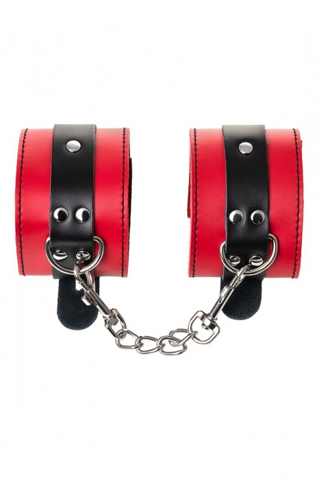 Красно-черные оковы на ноги из кожи - ToyFa - купить с доставкой в Оренбурге