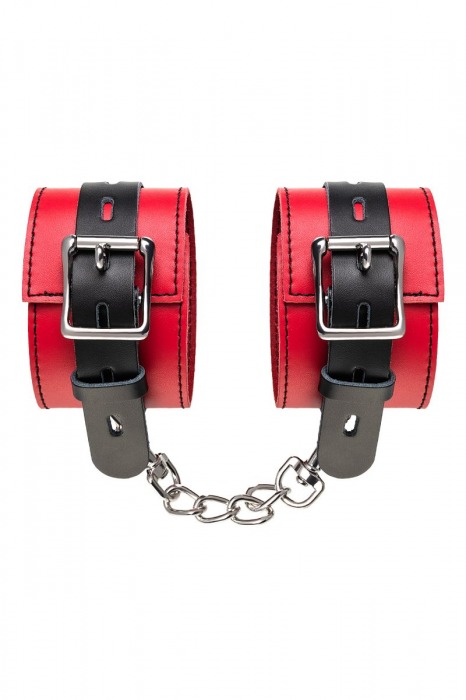 Красно-черные оковы на ноги из кожи - ToyFa - купить с доставкой в Оренбурге