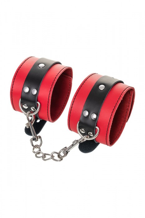 Красно-черные оковы на ноги из кожи - ToyFa - купить с доставкой в Оренбурге