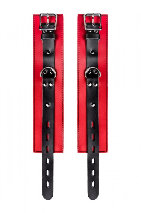 Красно-черные оковы на ноги из кожи - ToyFa - купить с доставкой в Оренбурге