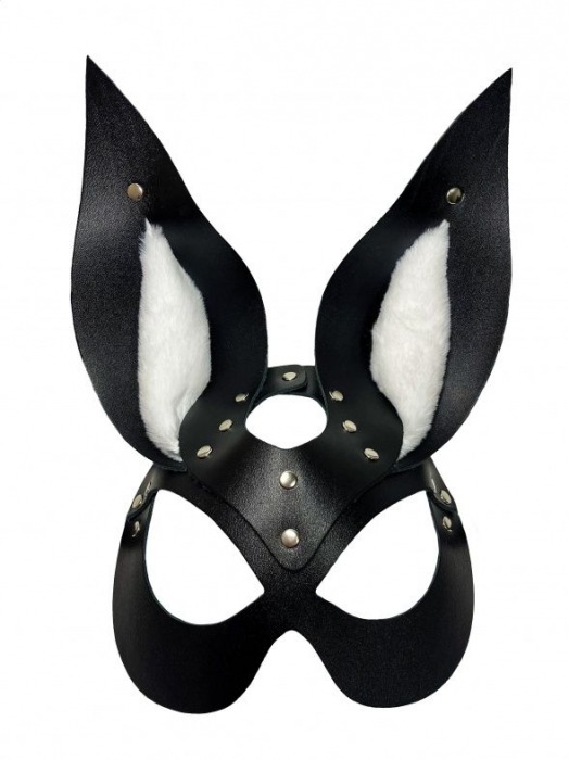 Черная маска зайки с белым мехом на ушках Miss Bunny - БДСМ Арсенал - купить с доставкой в Оренбурге