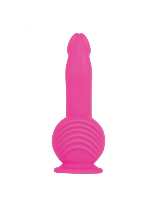 Розовый вибромассажер с пультом ДУ и присоской Ballistic - 19 см. - Evolved