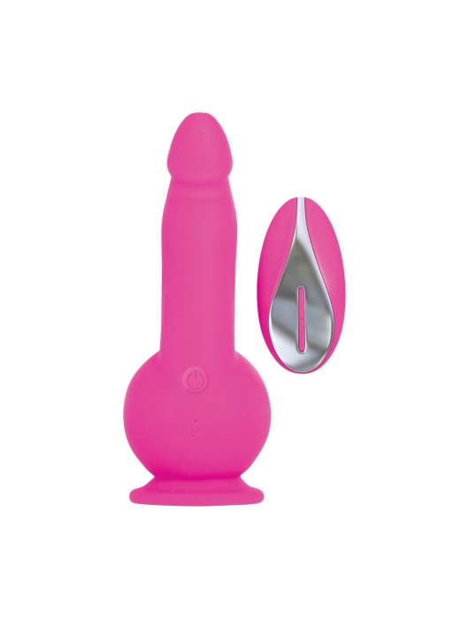 Розовый вибромассажер с пультом ДУ и присоской Ballistic - 19 см. - Evolved