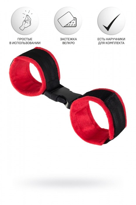 Красно-черные велюровые оковы Anonymo - ToyFa - купить с доставкой в Оренбурге