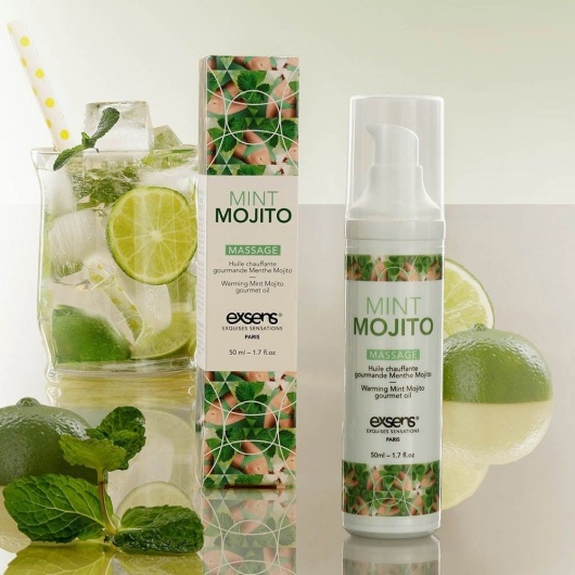 Разогревающее массажное масло с ароматом мохито Gourmet Mint Mojito - 50 мл. - Exsens - купить с доставкой в Оренбурге