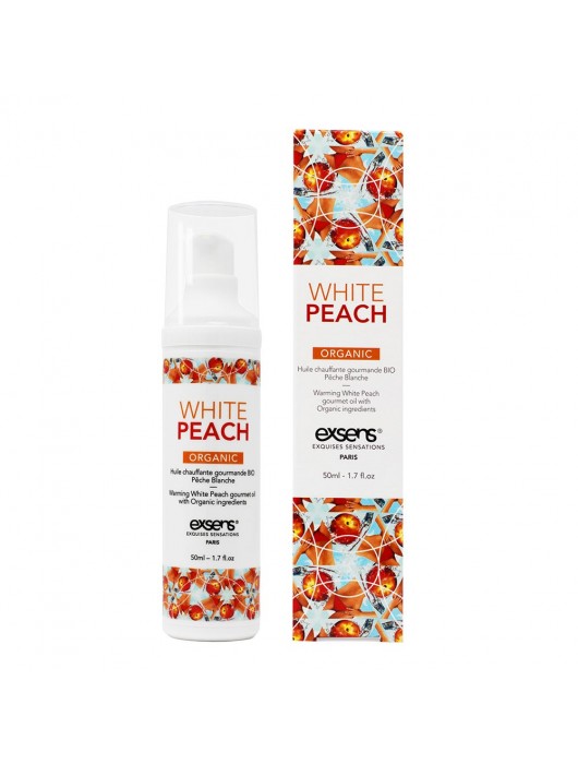 Разогревающее массажное масло Gourmet White Peach Organic с органическими ингредиентами - 50 мл. - Exsens - купить с доставкой в Оренбурге