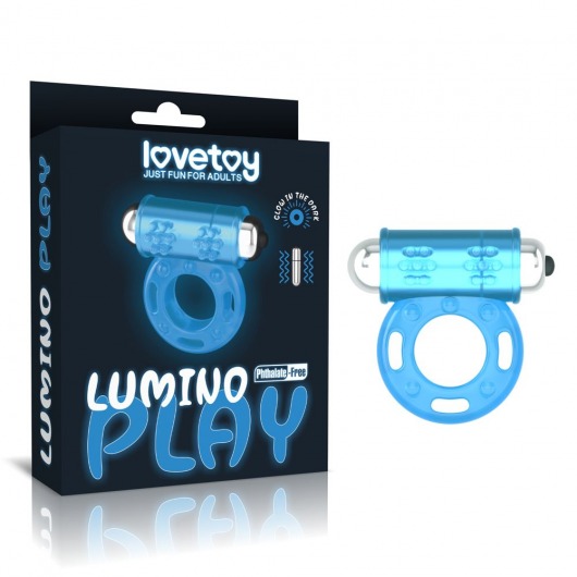 Голубое, светящееся в темноте эрекционное виброкольцо Lumino Play Vibrating Penis Ring - Lovetoy - в Оренбурге купить с доставкой