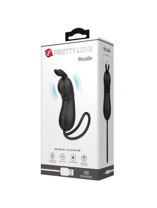 Черное виброяйцо Rosalie в виде зайчика - Baile