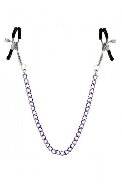 Зажимы для сосков с фиолетовой цепочкой Sweet Caress Nipple Chain - Sweet Caress - купить с доставкой в Оренбурге