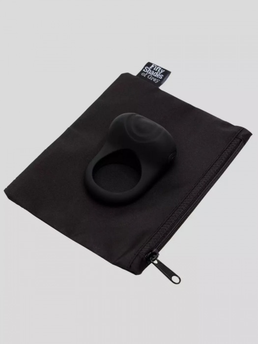 Черное эрекционное виброкольцо Sensation Rechargeable Vibrating Love Ring - Fifty Shades of Grey - в Оренбурге купить с доставкой