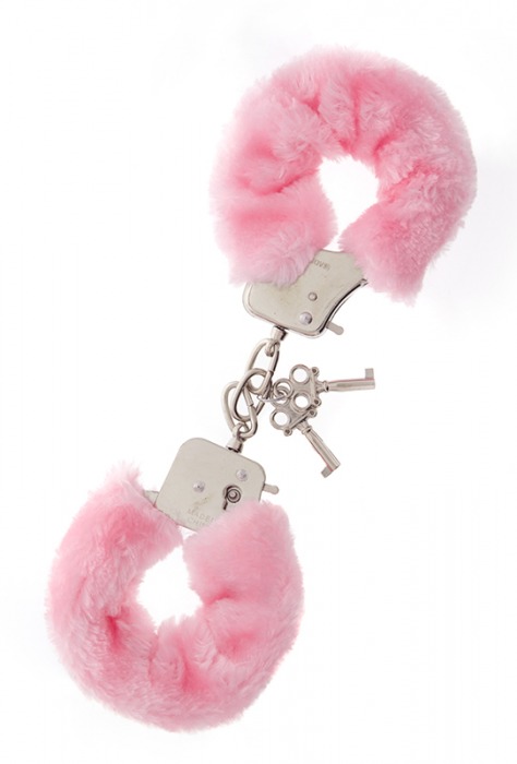 Металлические наручники с розовой меховой опушкой METAL HANDCUFF WITH PLUSH PINK - Dream Toys - купить с доставкой в Оренбурге