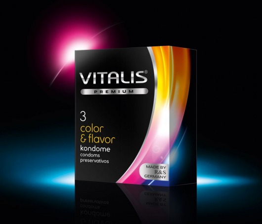 Цветные ароматизированные презервативы VITALIS PREMIUM color   flavor - 3 шт. - Vitalis - купить с доставкой в Оренбурге