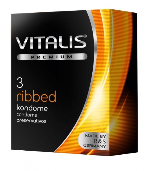 Ребристые презервативы VITALIS PREMIUM ribbed - 3 шт. - Vitalis - купить с доставкой в Оренбурге