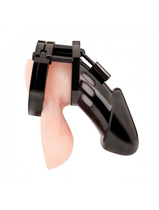 Черная акриловая клетка целомудрия для члена с замком - BlueLine - купить с доставкой в Оренбурге