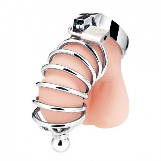 Серебристая клетка для члена Urethral Play Cage - BlueLine - купить с доставкой в Оренбурге