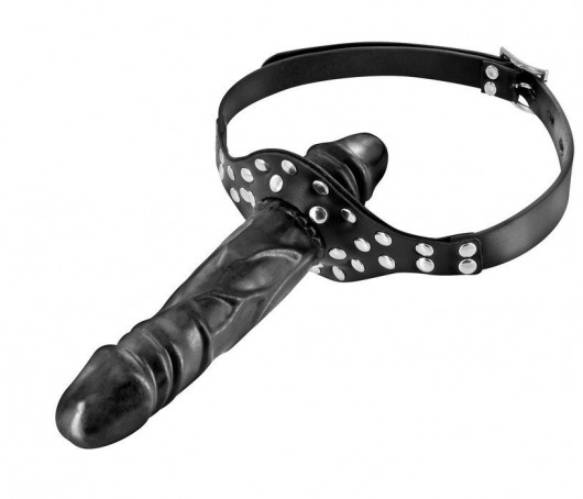 Черный кляп-фаллоимитатор Double Penis Gag - Fetish Tentation - купить с доставкой в Оренбурге