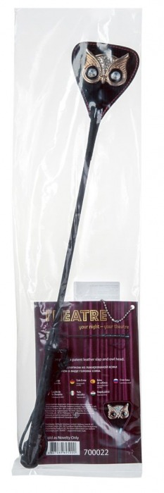 Чёрный стек с совой на кожаном наконечнике - 24 см. - ToyFa - купить с доставкой в Оренбурге
