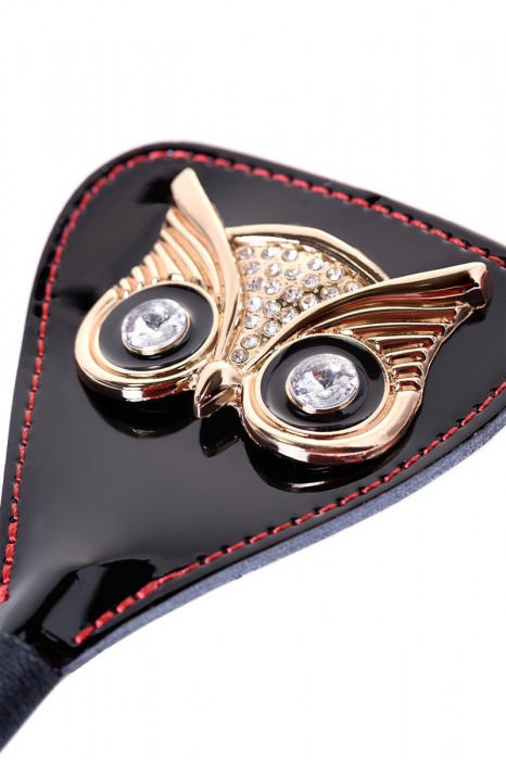 Чёрный стек с совой на кожаном наконечнике - 24 см. - ToyFa - купить с доставкой в Оренбурге