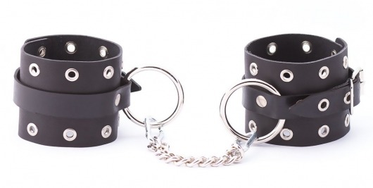 Черные кожаные оковы с люверсами - Crazy Handmade - купить с доставкой в Оренбурге
