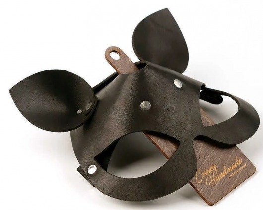 Черная кожаная маска  Кошка  с маленькими ушками - Crazy Handmade - купить с доставкой в Оренбурге