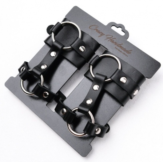 Черные наручники с креплением на кисть руки - Crazy Handmade - купить с доставкой в Оренбурге