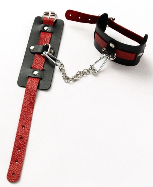Черные оковы с красным декором и заклепками - Crazy Handmade - купить с доставкой в Оренбурге